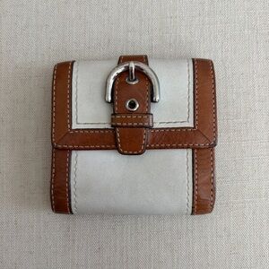 Vintage Coach Leather Tri Fold Buckle Wallet